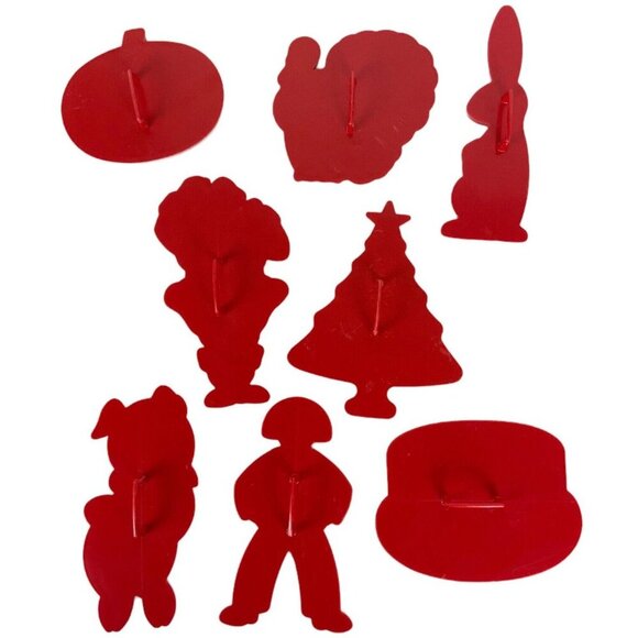 Tupperware Cookie Cutter Set 8 Red Plastic Handle Christmas Birthday Halloween - Picture 2 of 4